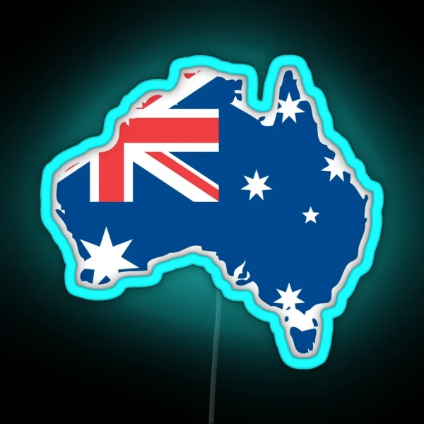 Australia Flag And Map RGB Neon Sign