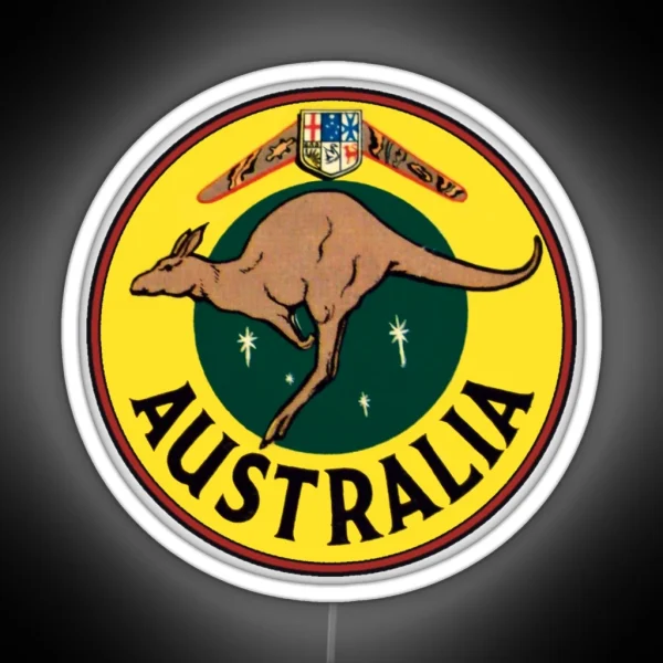 Australia Kangaroo Vintage Travel Decal RGB Neon Sign