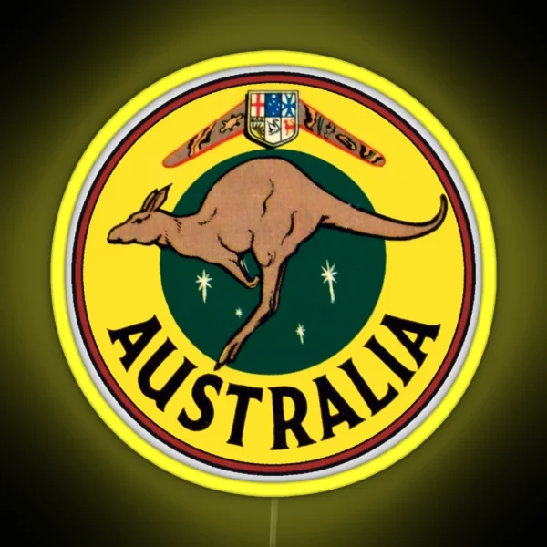 Australia Kangaroo Vintage Travel Decal RGB Neon Sign