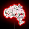Colorful Australia state flower map in vibrant RGB neon design