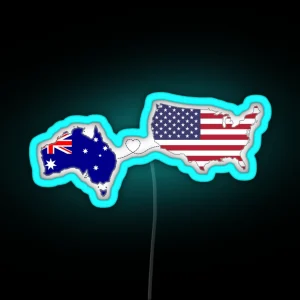 Australia USA Long Distance Love RGB Neon Sign