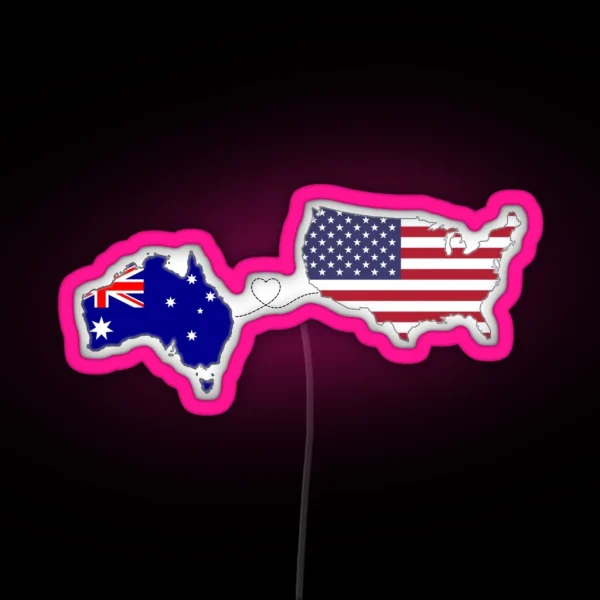 Australia USA Long Distance Love RGB Neon Sign