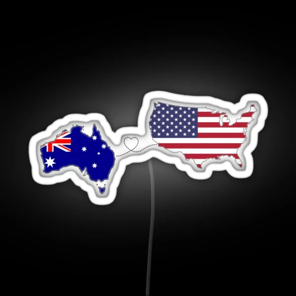 Australia USA Long Distance Love RGB Neon Sign