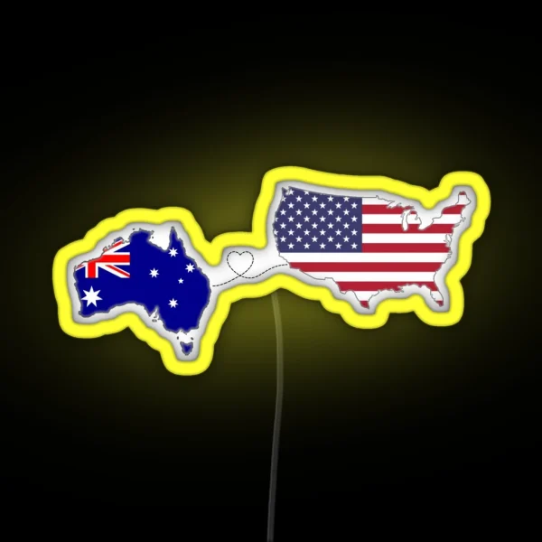 Australia USA Long Distance Love RGB Neon Sign