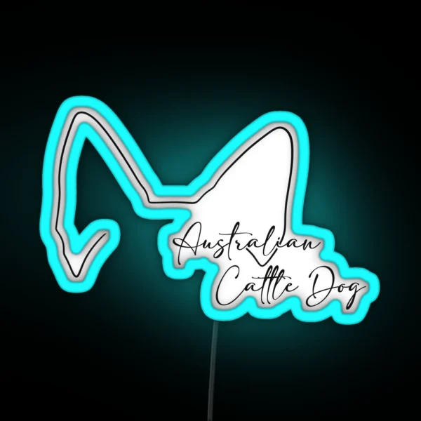 Australian Cattle Dog Lover Ear Line Art RGB Neon Sign