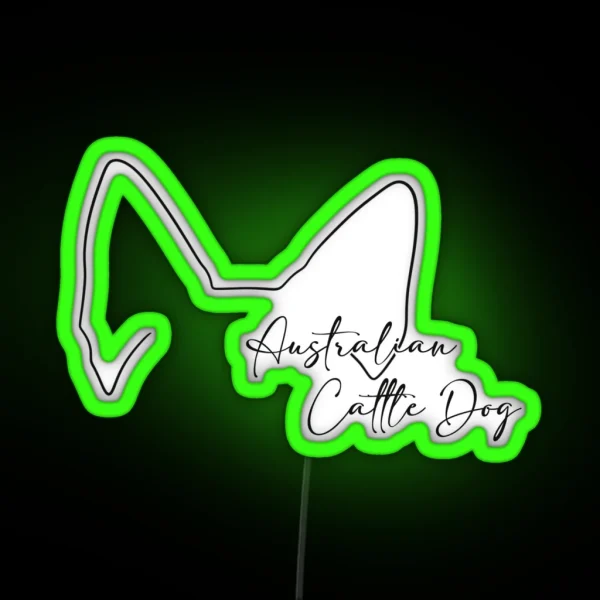Australian Cattle Dog Lover Ear Line Art RGB Neon Sign