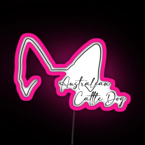 Australian Cattle Dog Lover Ear Line Art RGB Neon Sign