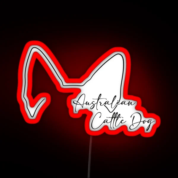 Australian Cattle Dog Lover Ear Line Art RGB Neon Sign