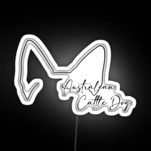 Australian Cattle Dog Lover Ear Line Art RGB Neon Sign