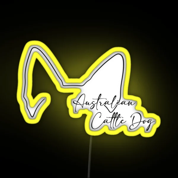 Australian Cattle Dog Lover Ear Line Art RGB Neon Sign