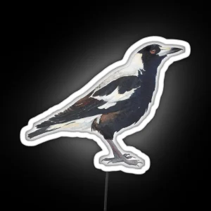 Australian Magpie Bird Watercolour Painting RGB Neon Sign