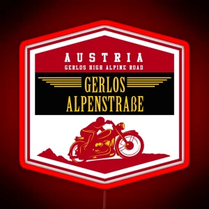 Austria Gerlos Alpine Road Vintage Motorcycle Design RGB Neon Sign