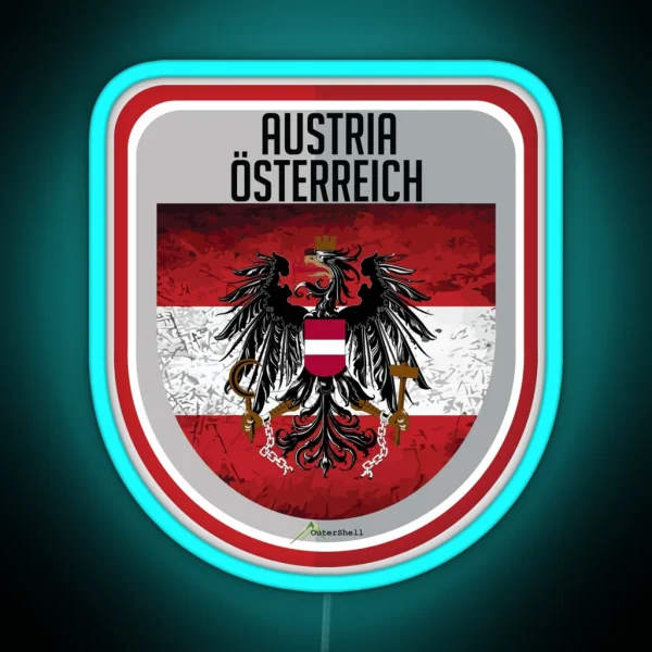 AUSTRIA Osterreich Austrian Shield Led Decals RGB Neon Sign