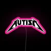 Metallic neon sign with bold autism acceptance message in RGB