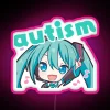 Customizable Autism Awareness Neon Sign with Miku-inspired RGB Light Artwork