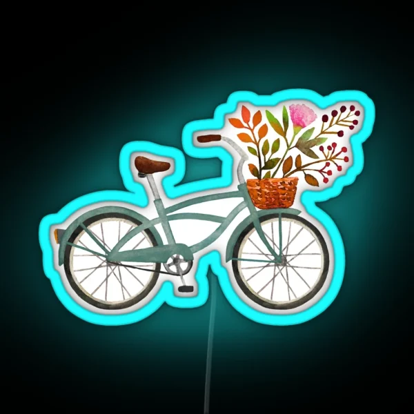 Autumn Bike Ride On White Background RGB Neon Sign