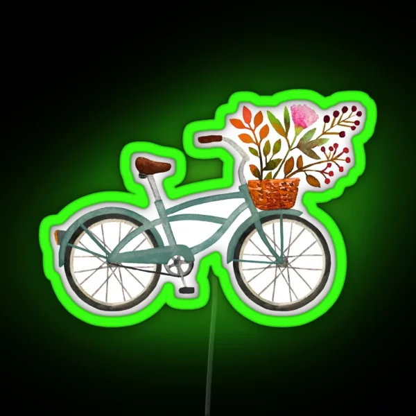 Autumn Bike Ride On White Background RGB Neon Sign