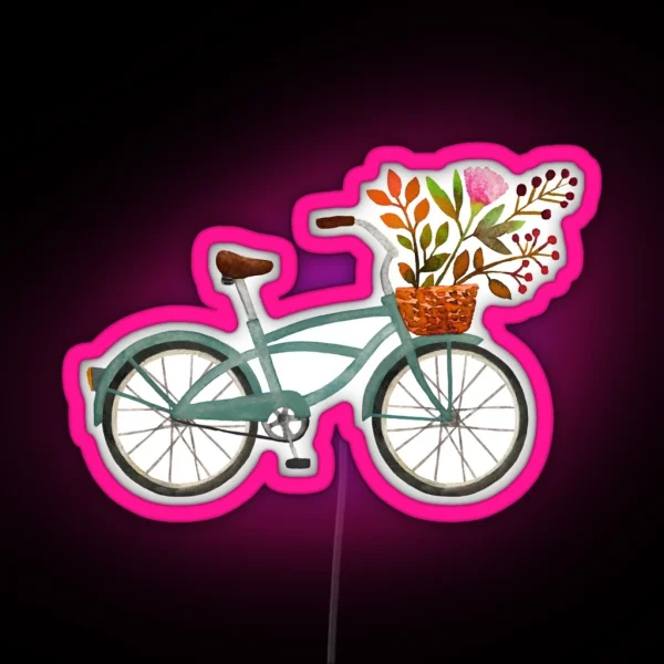 Autumn Bike Ride On White Background RGB Neon Sign