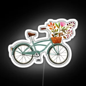 Autumn Bike Ride On White Background RGB Neon Sign