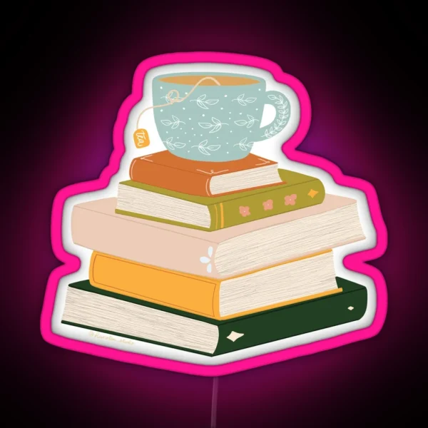 Autumn Book Stack RGB Neon Sign