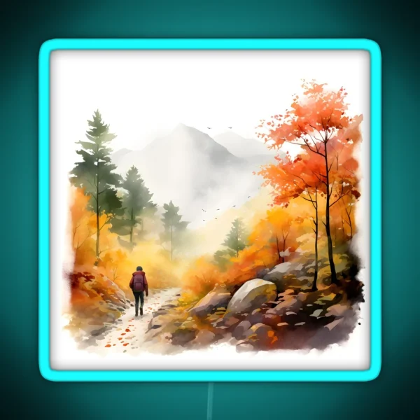 Autumn Hiking In The Misty Mountains RGB Neon Sign