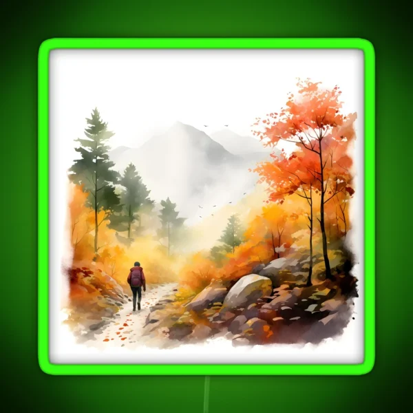 Autumn Hiking In The Misty Mountains RGB Neon Sign