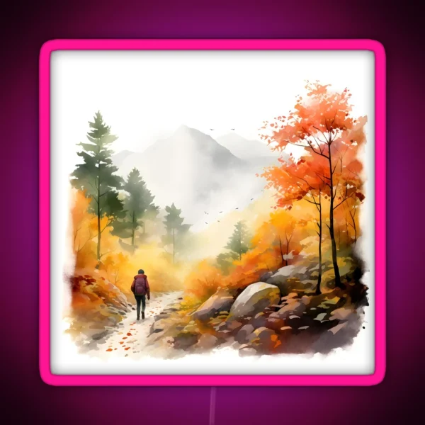 Autumn Hiking In The Misty Mountains RGB Neon Sign