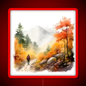 Autumn Hiking In The Misty Mountains RGB Neon Sign