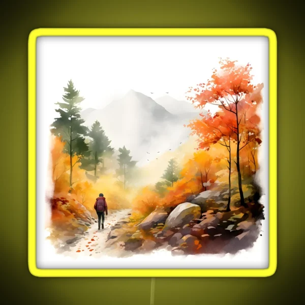 Autumn Hiking In The Misty Mountains RGB Neon Sign
