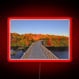 Autumn Leaf Color Foliage Wooden Walkway RGB Neon Sign