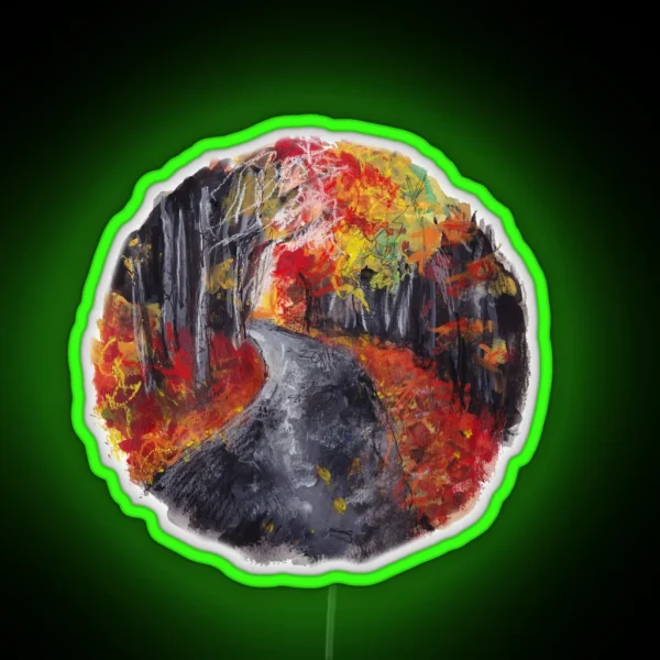 Autumn Path Nature Circle RGB Neon Sign