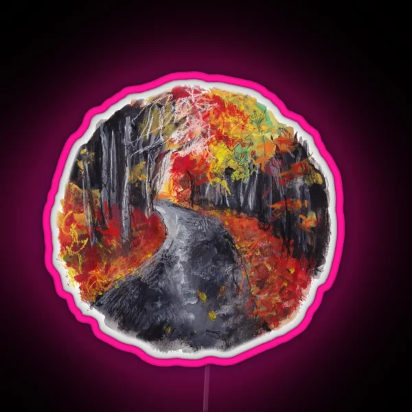 Autumn Path Nature Circle RGB Neon Sign