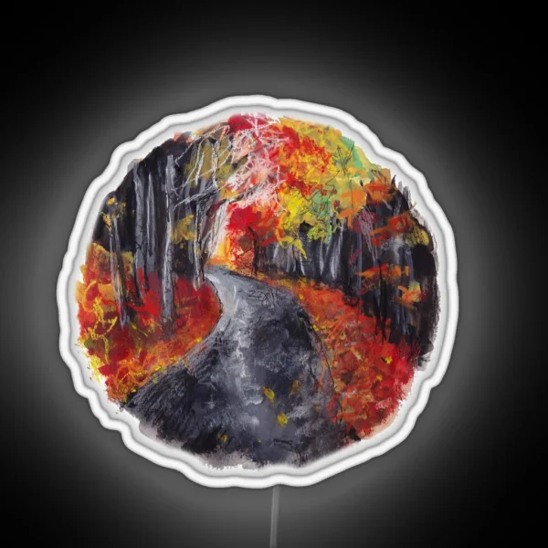 Autumn Path Nature Circle RGB Neon Sign