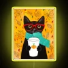 Brighten home decor with vibrant autumn-themed coffee cat neon sign.
