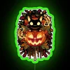 Vintage Halloween Decorations with Black Cat and Pumpkin Neon Sign