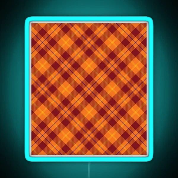 Autumnal Cross Tartan Plaid RGB Neon Sign