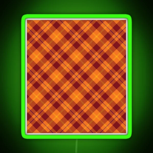 Autumnal Cross Tartan Plaid RGB Neon Sign