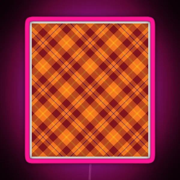 Autumnal Cross Tartan Plaid RGB Neon Sign
