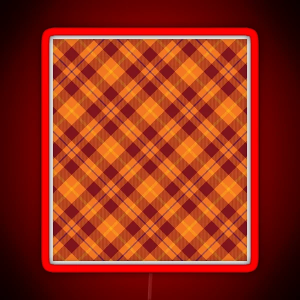 Autumnal Cross Tartan Plaid RGB Neon Sign