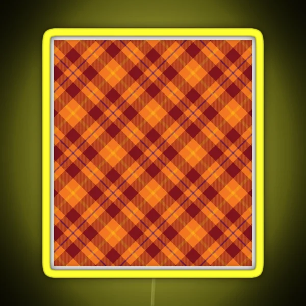 Autumnal Cross Tartan Plaid RGB Neon Sign