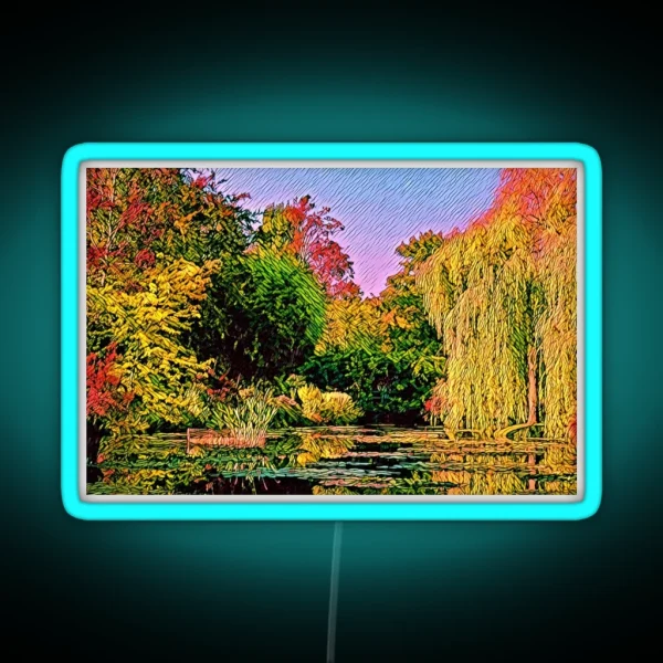 Autumnal Garden And Lake Trees In Fall Colors RGB Neon Sign
