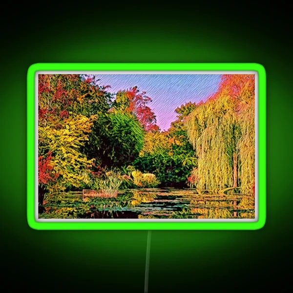 Autumnal Garden And Lake Trees In Fall Colors RGB Neon Sign