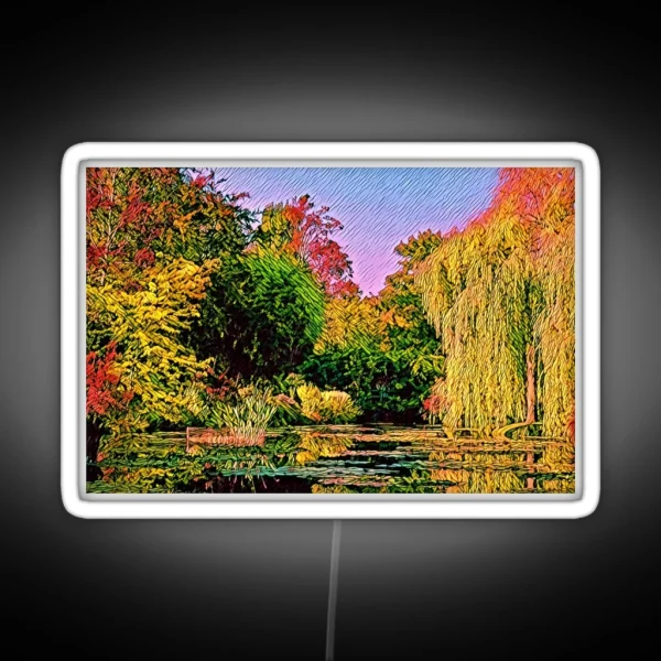 Autumnal Garden And Lake Trees In Fall Colors RGB Neon Sign