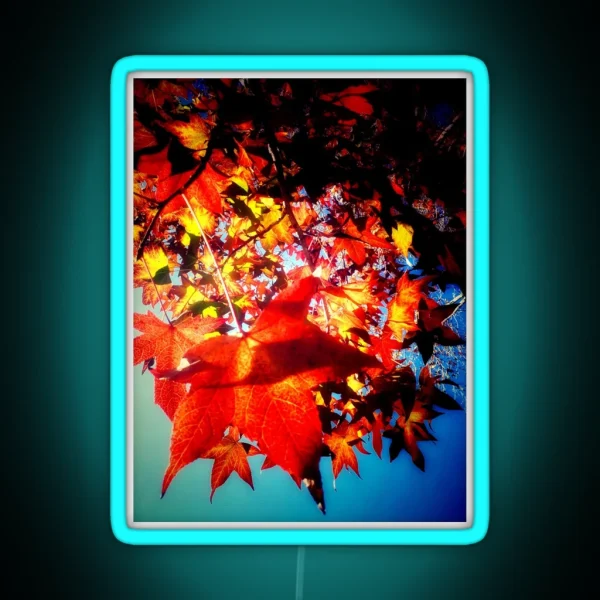 Autumnal Hues Autumn Colors Orange Red Yellow Leaves RGB Neon Sign