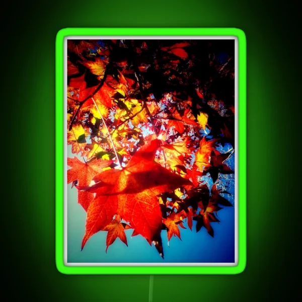 Autumnal Hues Autumn Colors Orange Red Yellow Leaves RGB Neon Sign