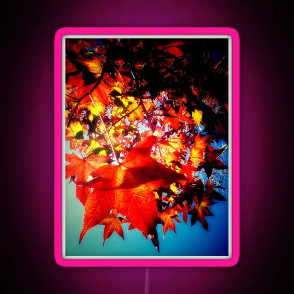 Autumnal Hues Autumn Colors Orange Red Yellow Leaves RGB Neon Sign