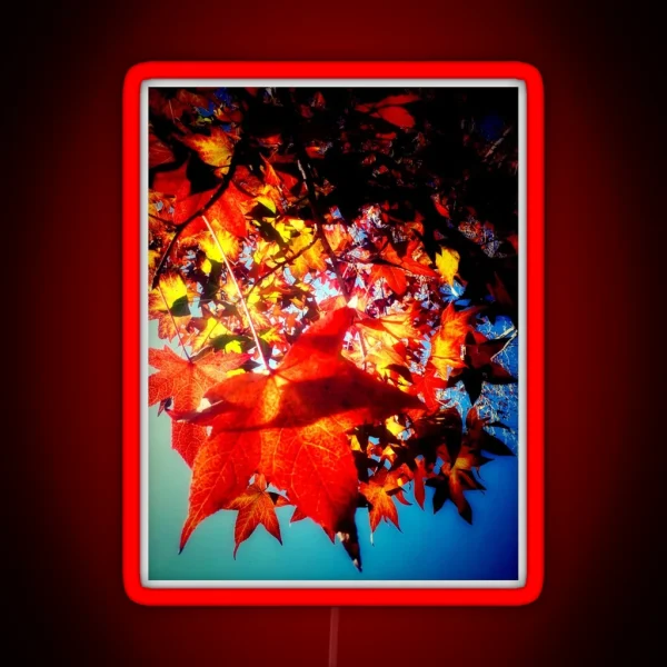 Autumnal Hues Autumn Colors Orange Red Yellow Leaves RGB Neon Sign