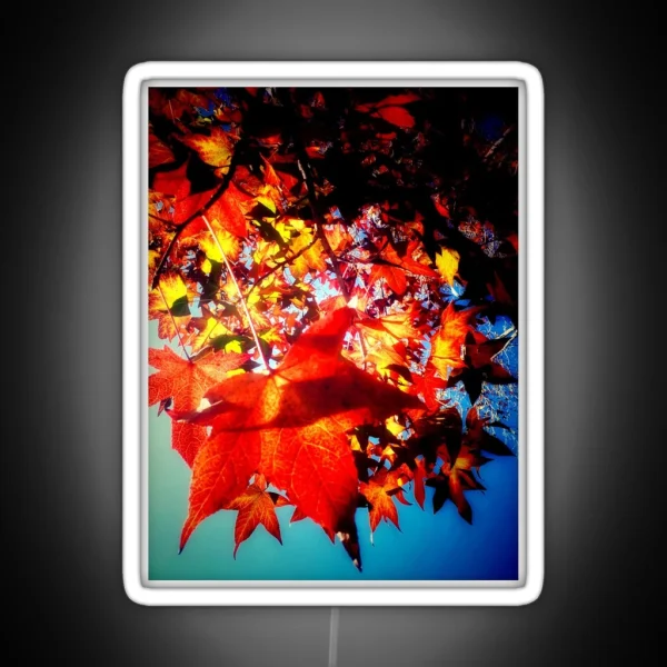 Autumnal Hues Autumn Colors Orange Red Yellow Leaves RGB Neon Sign
