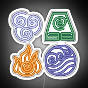 Avatar Four Elements Water Earth Fire Air RGB Neon Sign