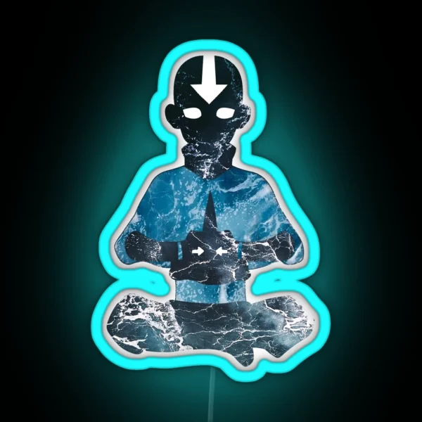 Avatar The Last Airbender Aang Avatar State Water RGB Neon Sign